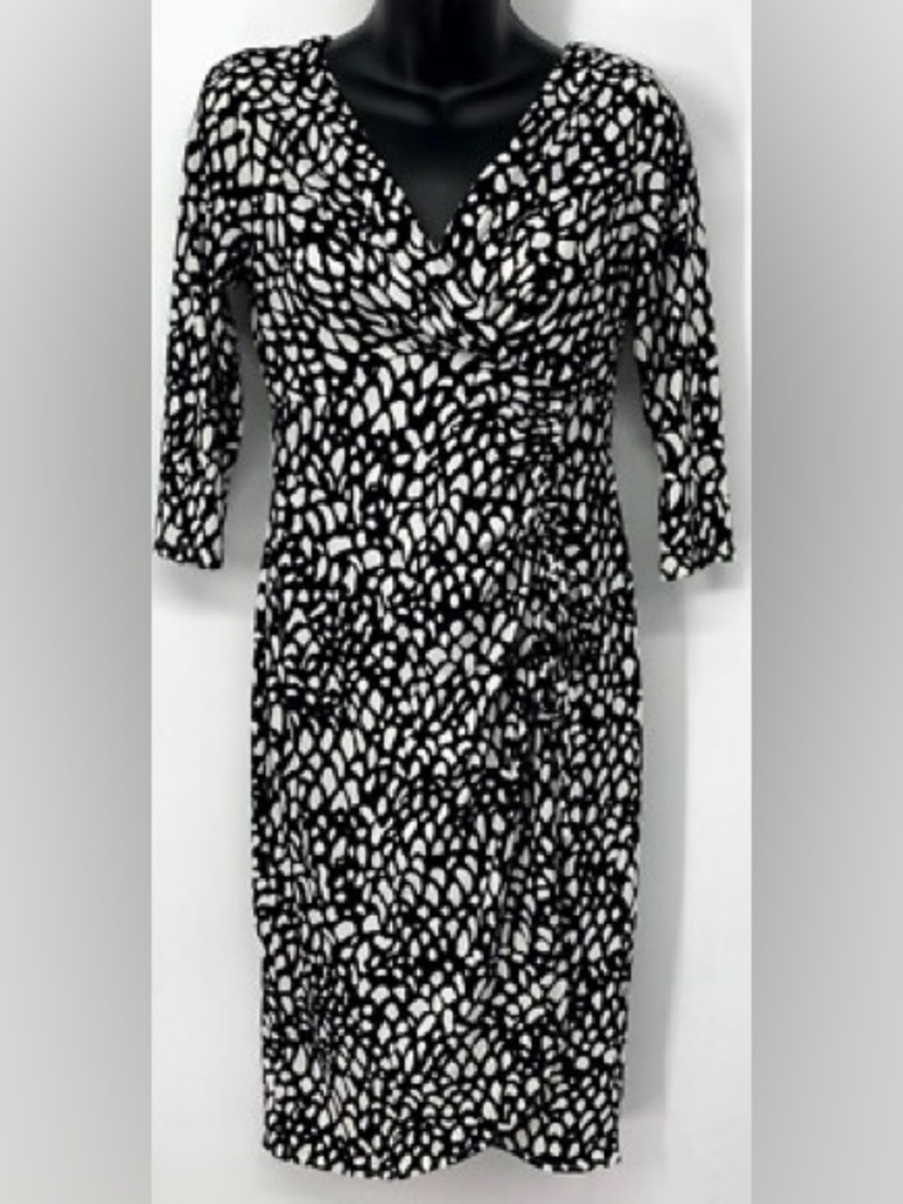 B&W Printed Wrap Dress